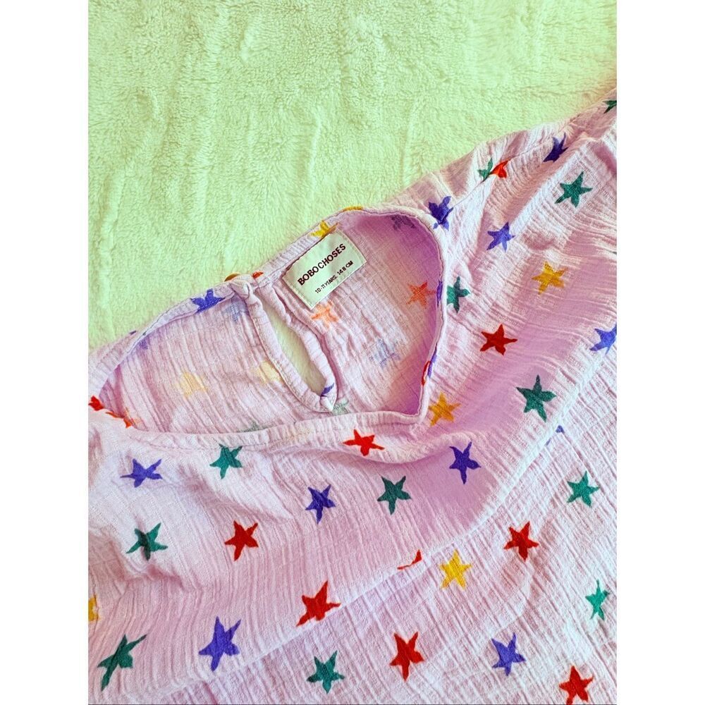 BOBO CHOSES Girls Pink Rainbow Star Muslin Cotton Blouse Size 10-11 Years